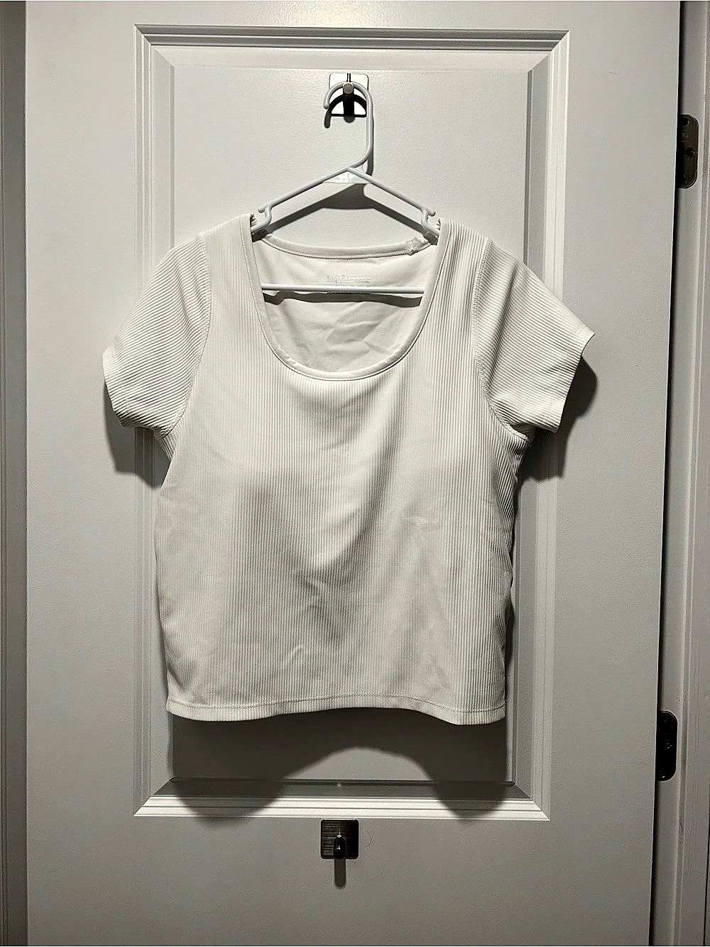 ENERBLOOM White Ribbed Workout Top Built-In Bra XXL Athletic